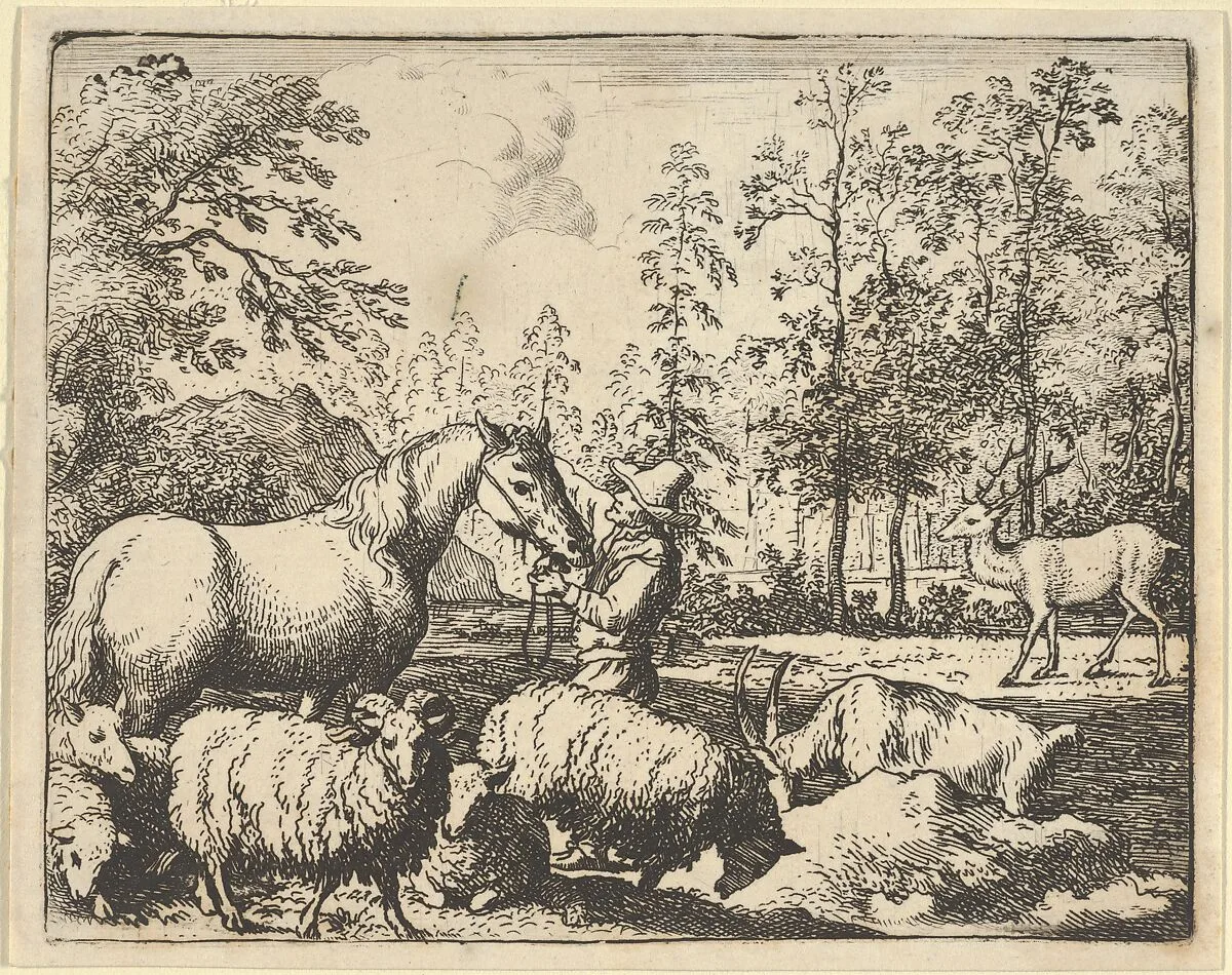 The Story of the Horse Who Wants Revenge on the Stag from Hendrick van Alcmar's Renard The Fox — Allart van Everdingen