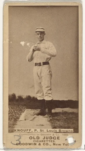 Edward Augustine "Ed" Knouff, Pitcher, St. Louis Browns, from the Old Judge series (N172) for Old Judge Cigarettes