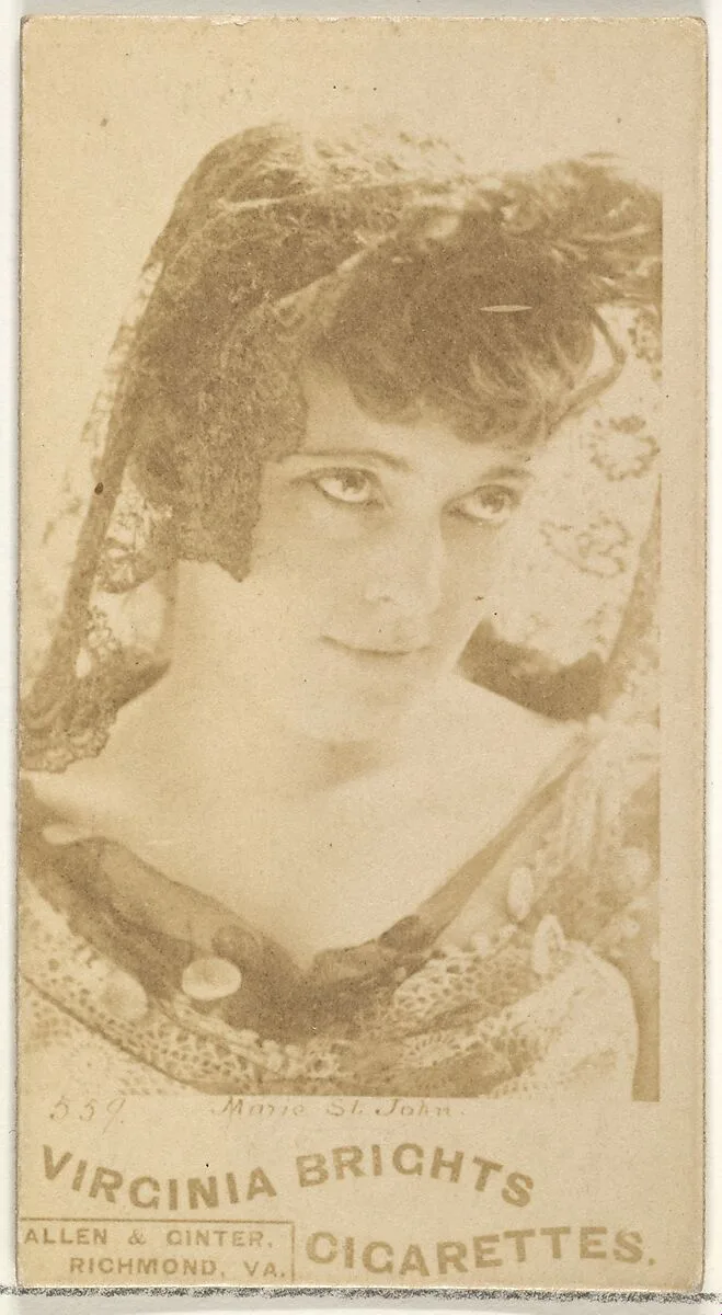 Card 559, Marie St. John, from the Actors and Actresses series (N45, Type 1) for Virginia Brights Cigarettes — Allen & Ginter
