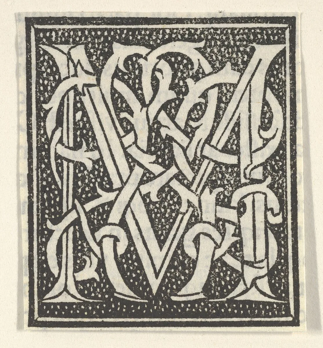 Initial letter M on patterned background — Anonymous, Italian, 16th century