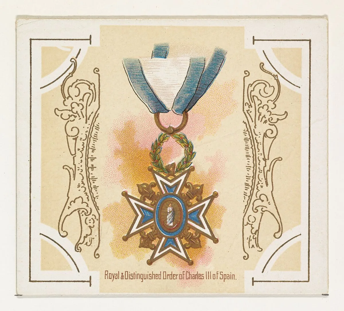 Royal and Distinguished Order of Charles III of Spain, from the World's Decorations series (N44) for Allen & Ginter Cigarettes — Allen & Ginter|Lindner, Eddy & Claus