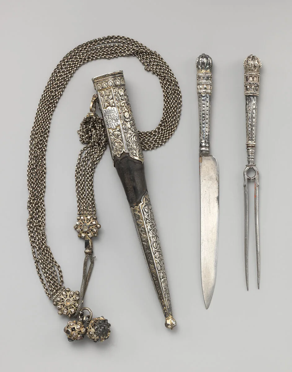 Knife and fork with case — Unknown