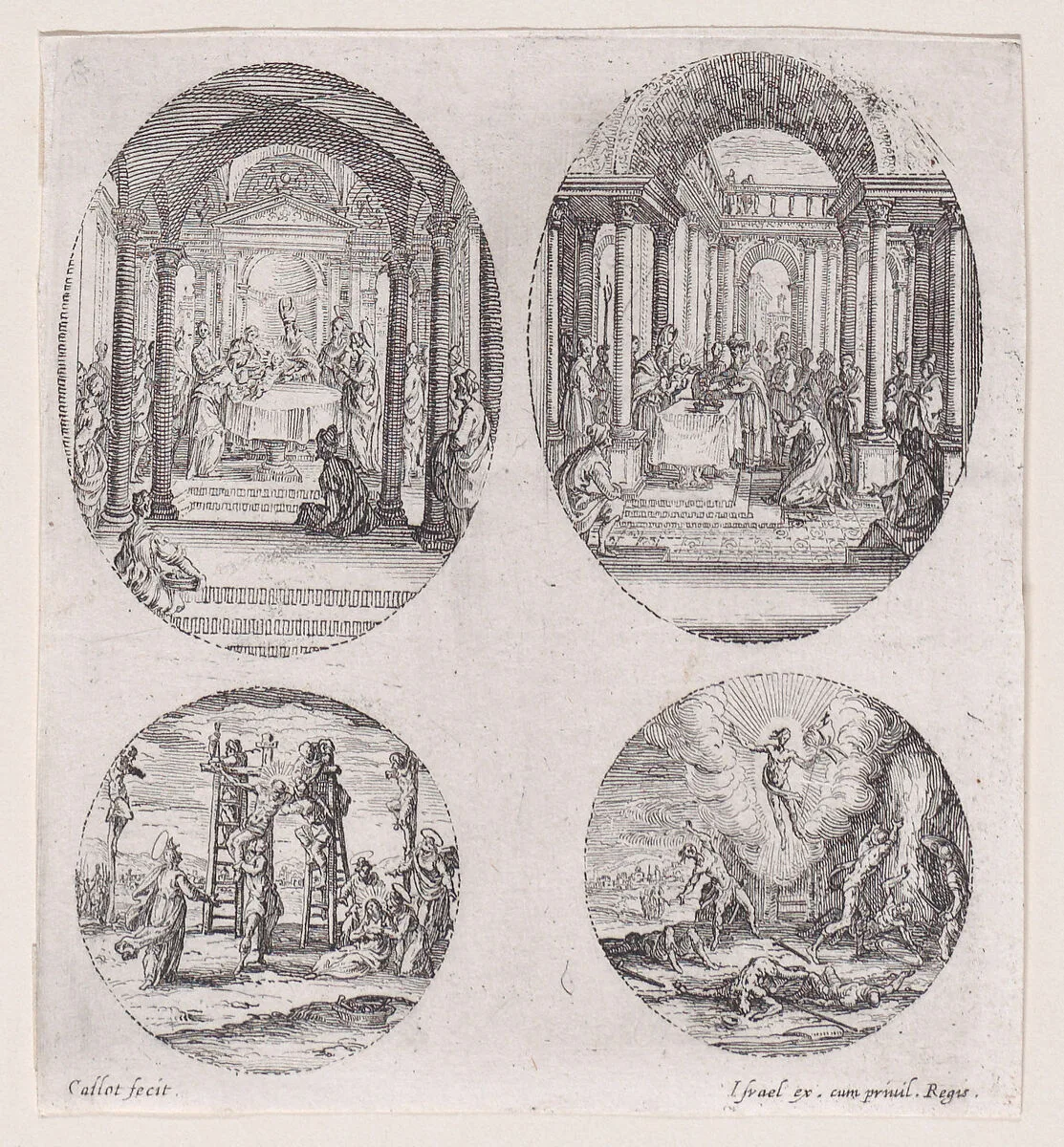 Oval Medallions and Rondels, from "Variae tum Passionis Christi tum vitae beatae Mariae Virginis; Les Mystères de la Passion suite appelée aussi Mystères de la Vie de Jésus et Mystères de la Vie de Jésus et de la Vie de la Ste. Vierge" (The Mysteries of the Passion, also called the Mysteries of the Life of Jesus, and the Mysteries of the Life of Jesus and of the Virgin) — Jacques Callot|Israël Henriet