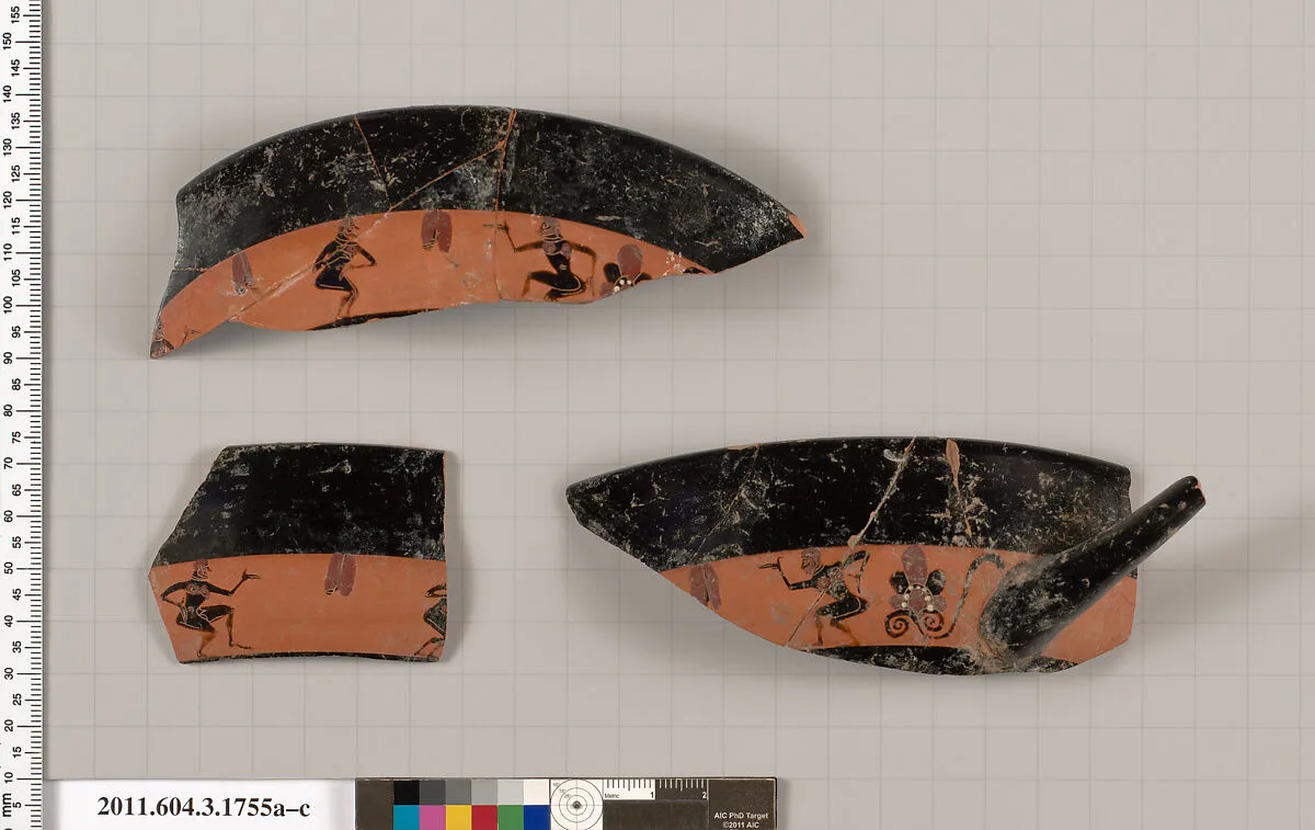Terracotta fragments of a kylix: Band cup (drinking cup) — Unknown