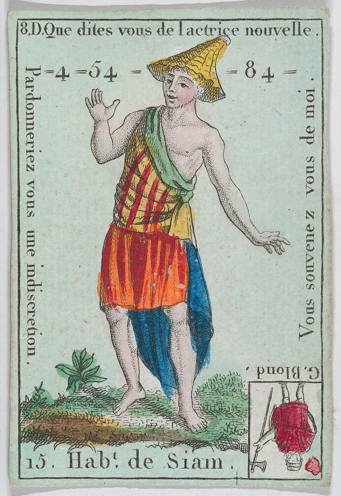 Hab.t de Siam from playing cards "Jeu d'Or" — Anonymous, French, 18th century