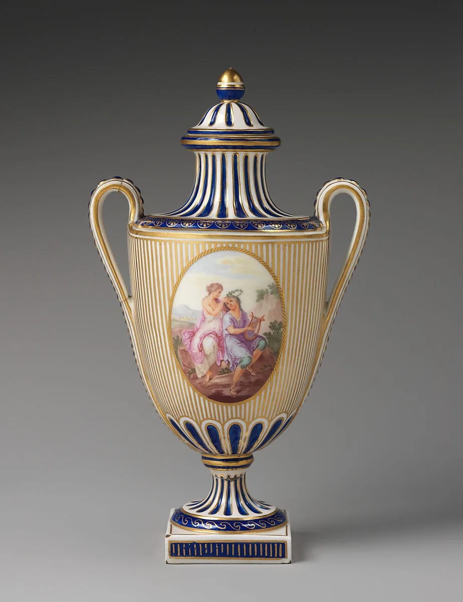 Vase with cover — Derby Porcelain Manufactory|Zachariah Boreman|Robert Askew|Angelica Kauffmann
