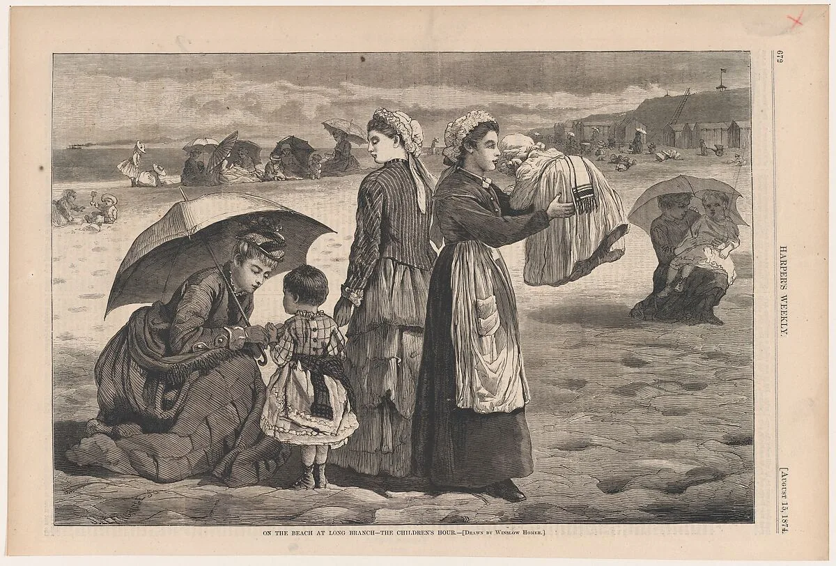 On the Beach at Long Branch – The Children's Hour (from "Harper's Weekly," Vol. XVIII) — Harper & Brothers|Winslow Homer|Harper's Weekly|James L. Langridge