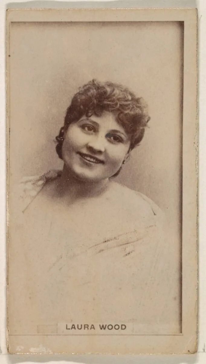 Laura Wood, from the Actresses series (N245) issued by Kinney Brothers to promote Sweet Caporal Cigarettes — Kinney Brothers Tobacco Company
