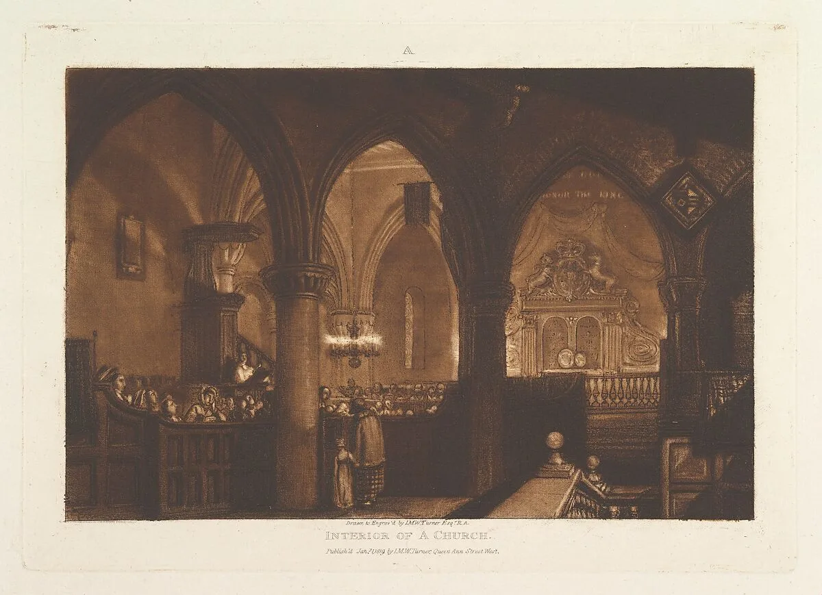 Interior of a Church (Liber Studiorum, part XIV, plate 70) — Joseph Mallord William Turner