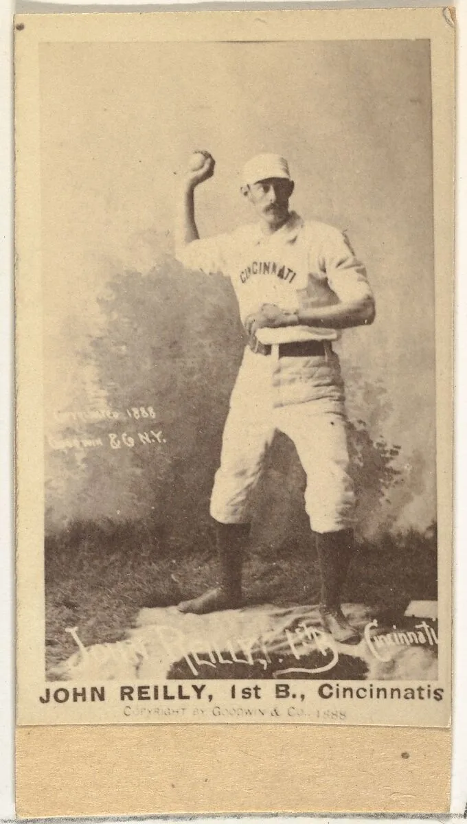 John Good "Long John" Reilly, 1st Base, Cincinnati, from the Old Judge series (N172) for Old Judge Cigarettes — Goodwin & Company