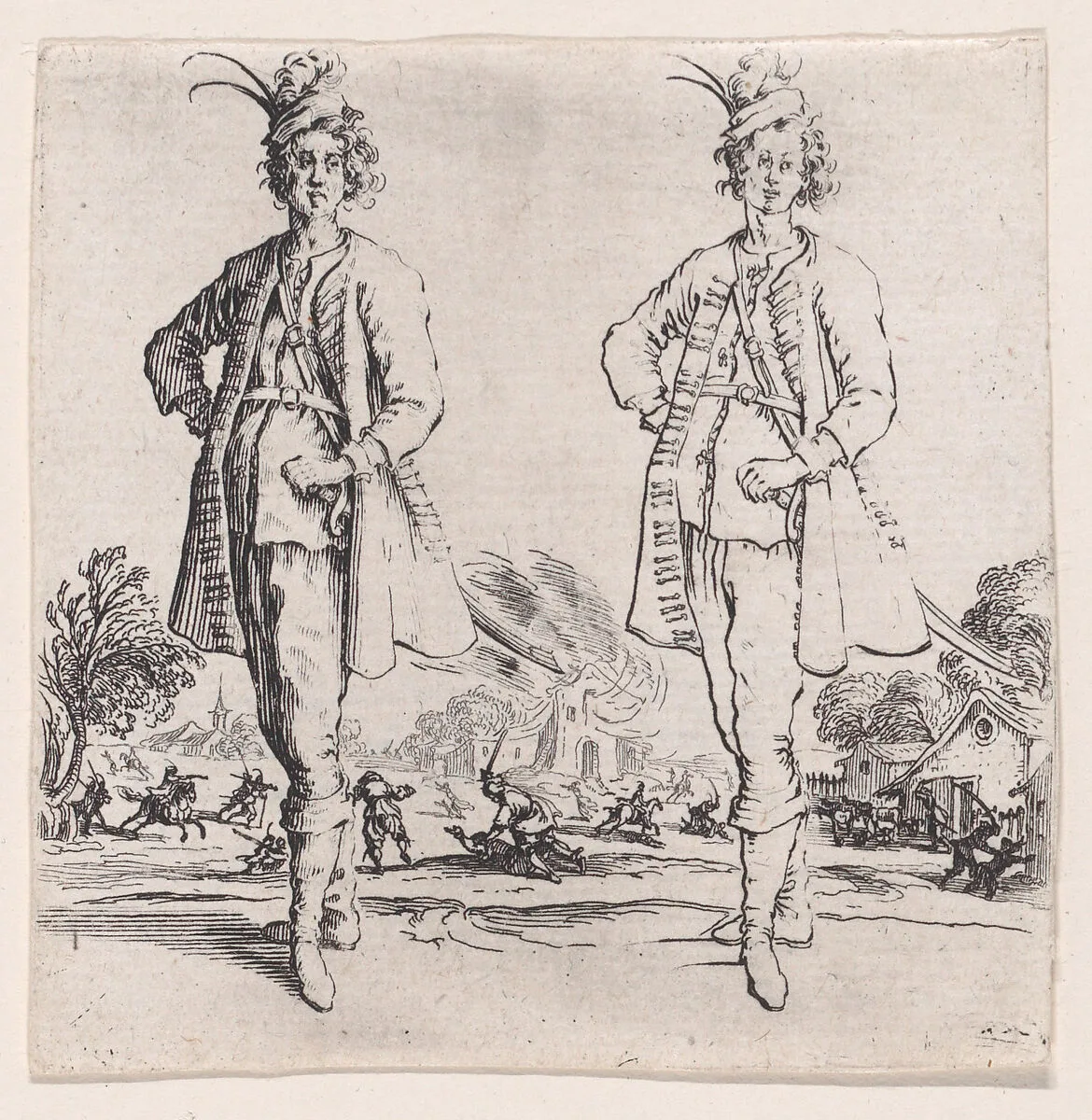 Le Turc vu de Face, La Main Droite Posée sur la Hanche (Front View of the Turk, Right Hand Placed on Hip), from Varie Figure (Various Figures) — Jacques Callot