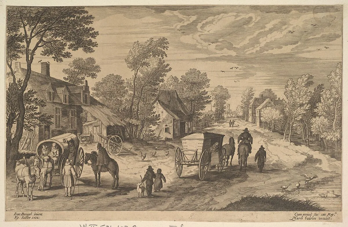 Village Street with Two Carts — Aegidius Sadeler II|Jan Brueghel the Elder|Marcus Sadeler