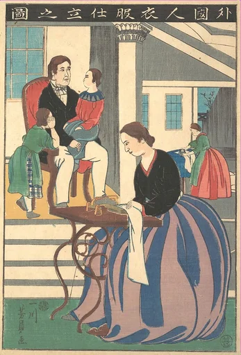 Gaikokujin ifuku shitate no zu|Picture of a Foreigner Making Clothes