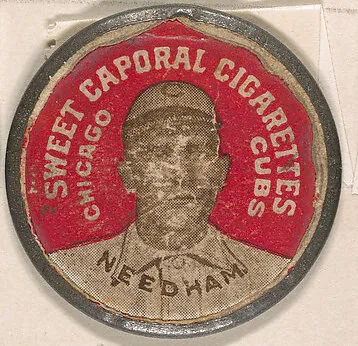 Needham, Chicago Cubs (red), from the Domino Discs series (PX7), issued by Kinney Brothers — Kinney Brothers Tobacco Company