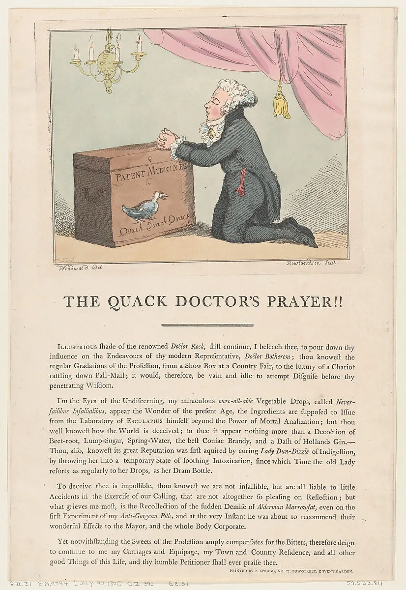 The Quack Doctor's Prayer!! — Thomas Rowlandson|Edward Spragg|George Murgatroyd Woodward