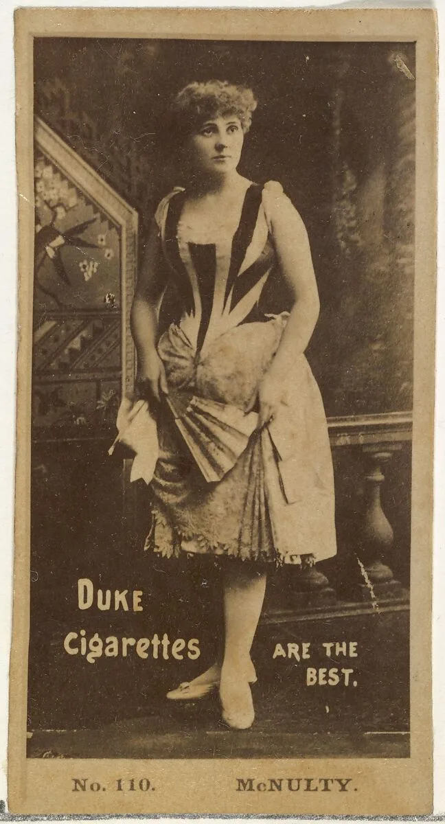 Card Number 110, Jennie McNulty, from the Actors and Actresses series (N145-6) issued by Duke Sons & Co. to promote Duke Cigarettes — W. Duke, Sons & Co.