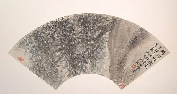 清/現代 高邕 故園秋柳圖 摺扇|Willow — Gao Yong