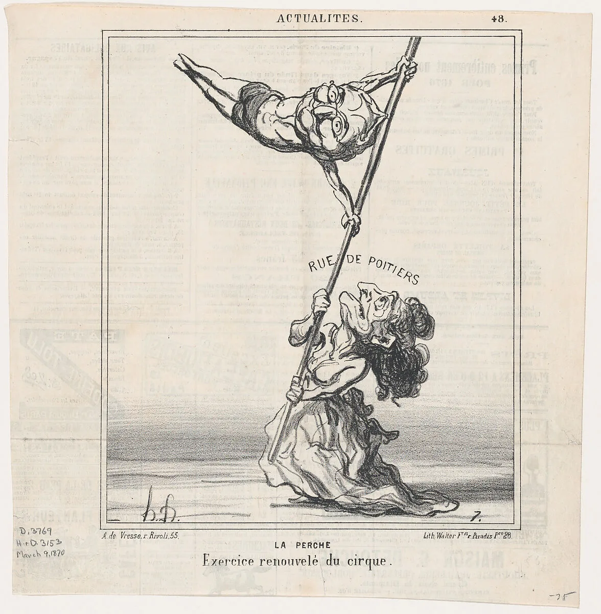 Pole-vault: An exercise taken from the circus, from 'News of the day,' published in Le Charivari, March 9, 1870 — Walter Frères|Honoré Daumier|Arnaud de Vresse|Marie Joseph Louis Adolphe Thiers