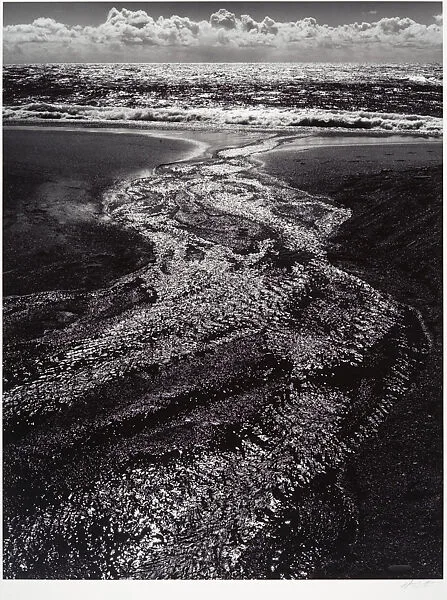 Stream, Sea, Clouds, Rodeo Lagoon, California — Ansel Easton Adams