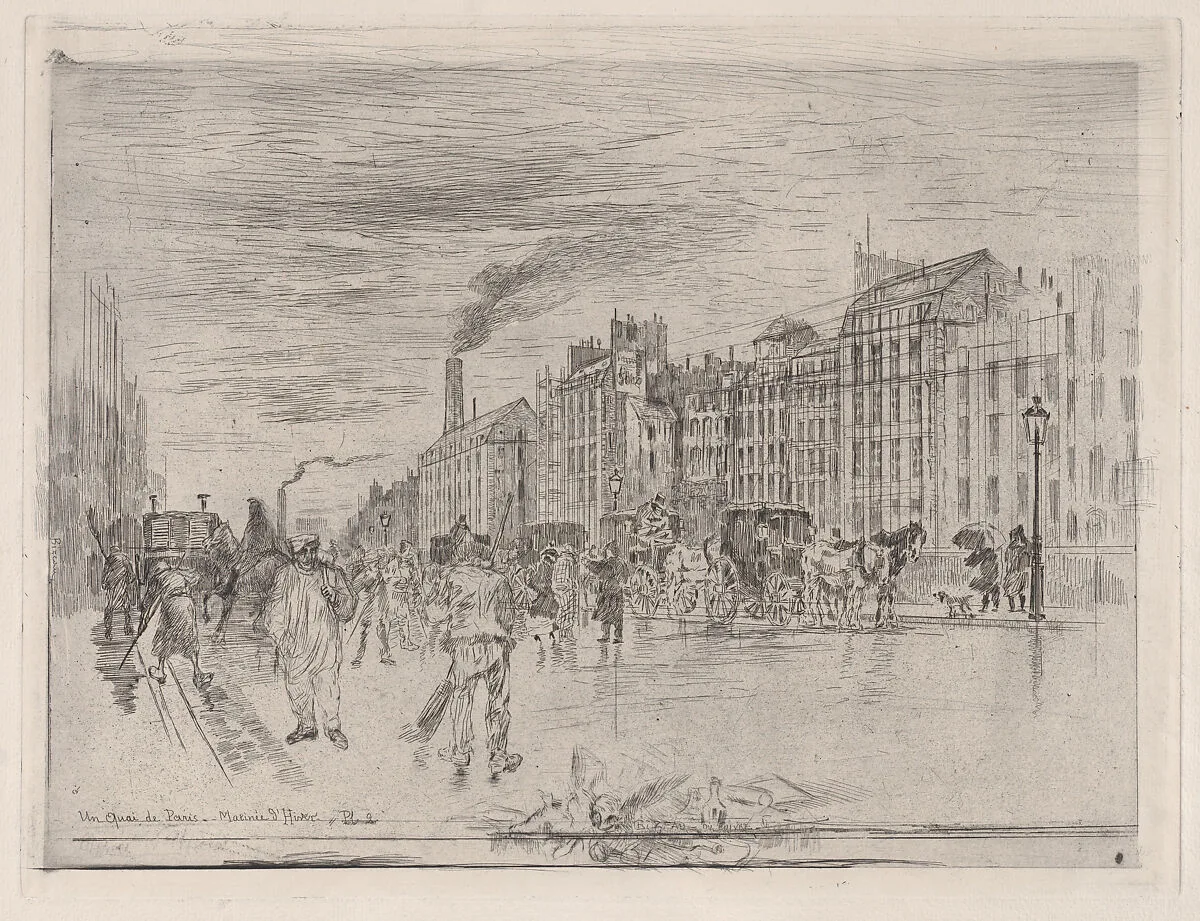Winter Morning on the Quays — Félix-Hilaire Buhot