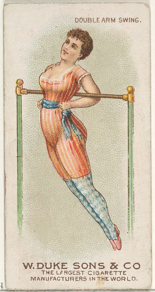 Double Arm Swing, from the Gymnastic Exercises series (N77) for Duke brand cigarettes — W. Duke, Sons & Co.
