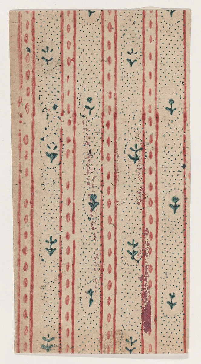 Sheet with overall stripe and dot pattern — Anonymous