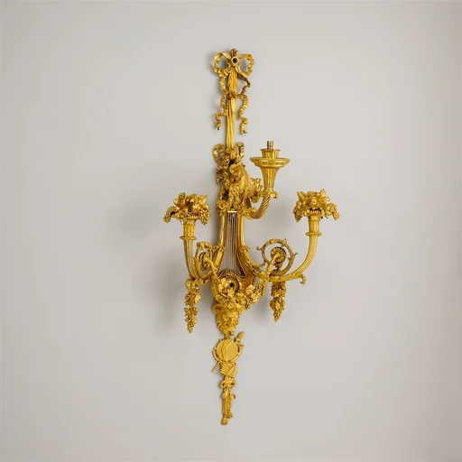 Set of four three-light sconces (bras de lumière)