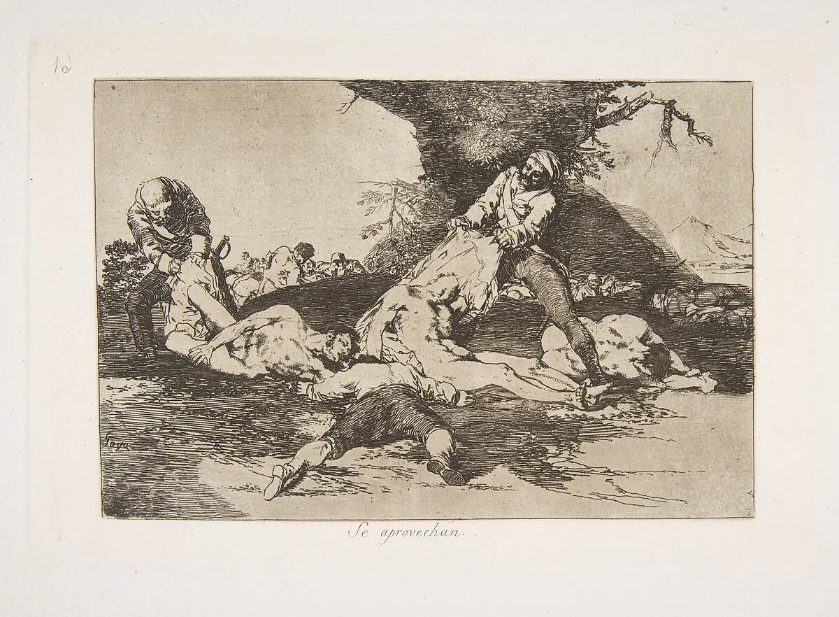 Plate 16 from "The Disasters of War" (Los Desastres de la Guerra): 'They make use of them' (Se aprovechan) — Goya (Francisco de Goya y Lucientes)