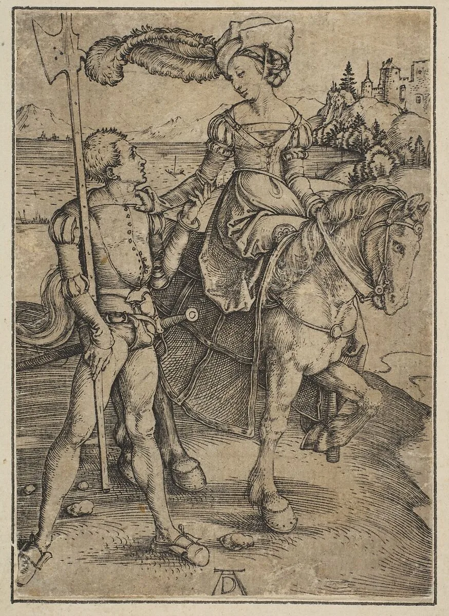 The Lady on Horseback and the Lansquenet — Albrecht Dürer