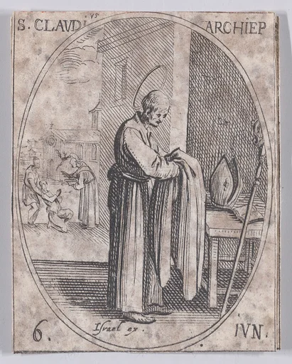 S. Claude, archevêque (St. Claude, Archbishop), June 6th, from "Les Images De Tous Les Saincts et Saintes de L'Année" (Images of All of the Saints and Religious Events of the Year)