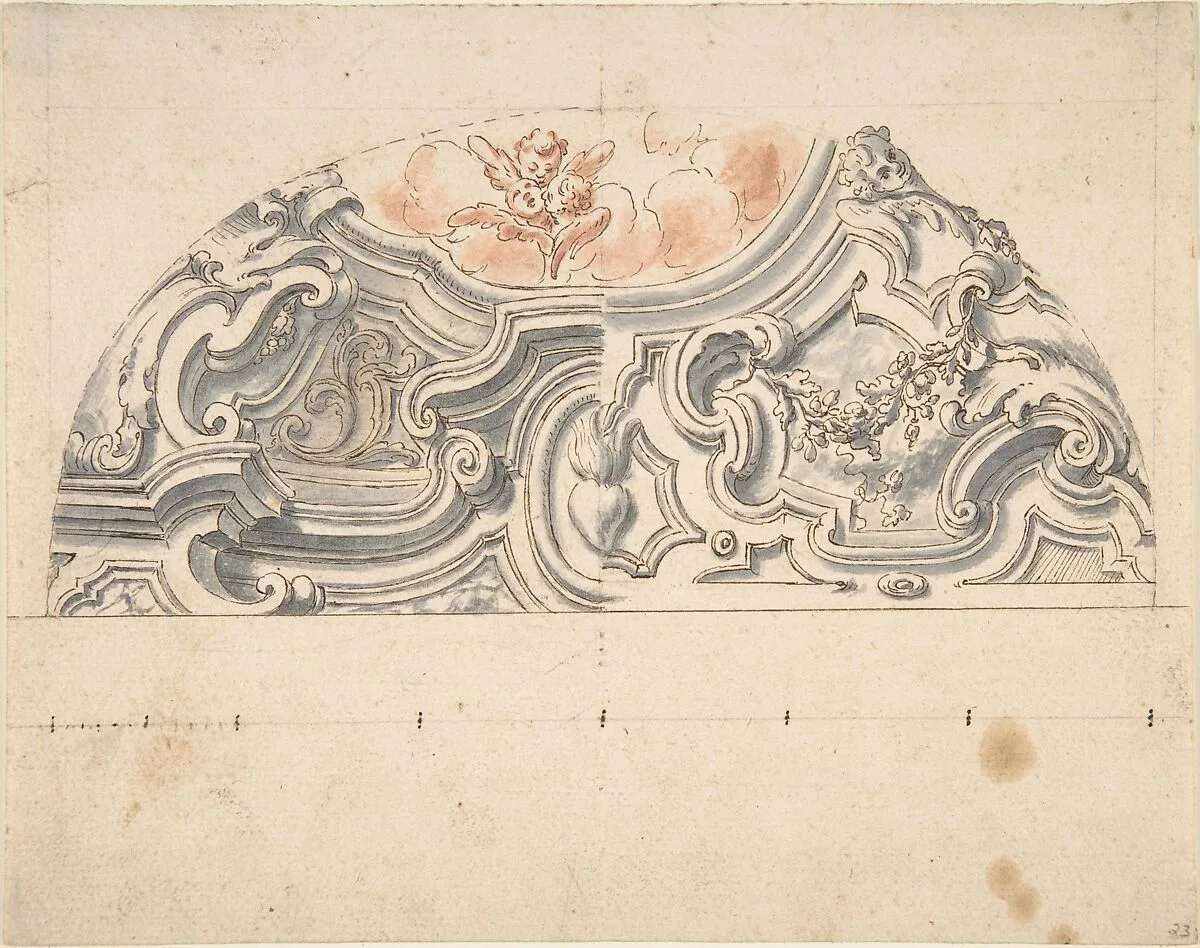 Two projects for stucco for an italian ceiling. — Anonymous, Italian, Piedmontese, 18th century