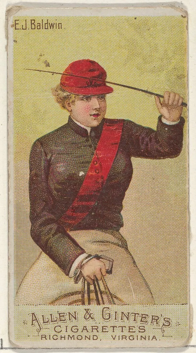 E.J. Baldwin, from the Racing Colors of the World series (N22a) for Allen & Ginter Cigarettes — Allen & Ginter