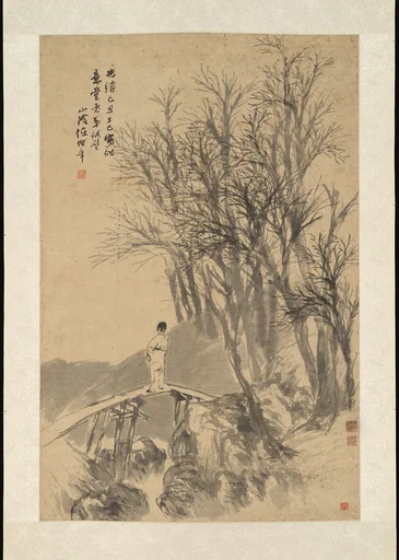 清 任頤 軸|Man on a Bridge
