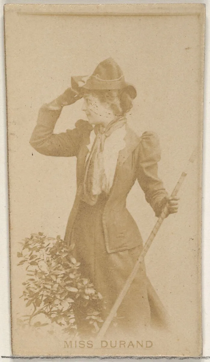 Miss Durand, from the Actors and Actresses series (N45, Type 8) for Virginia Brights Cigarettes — Allen & Ginter