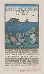 New Year's Wishes for 1925, with an ocean scene, a whale and figures underwater including Jonah — Marcus Behmer