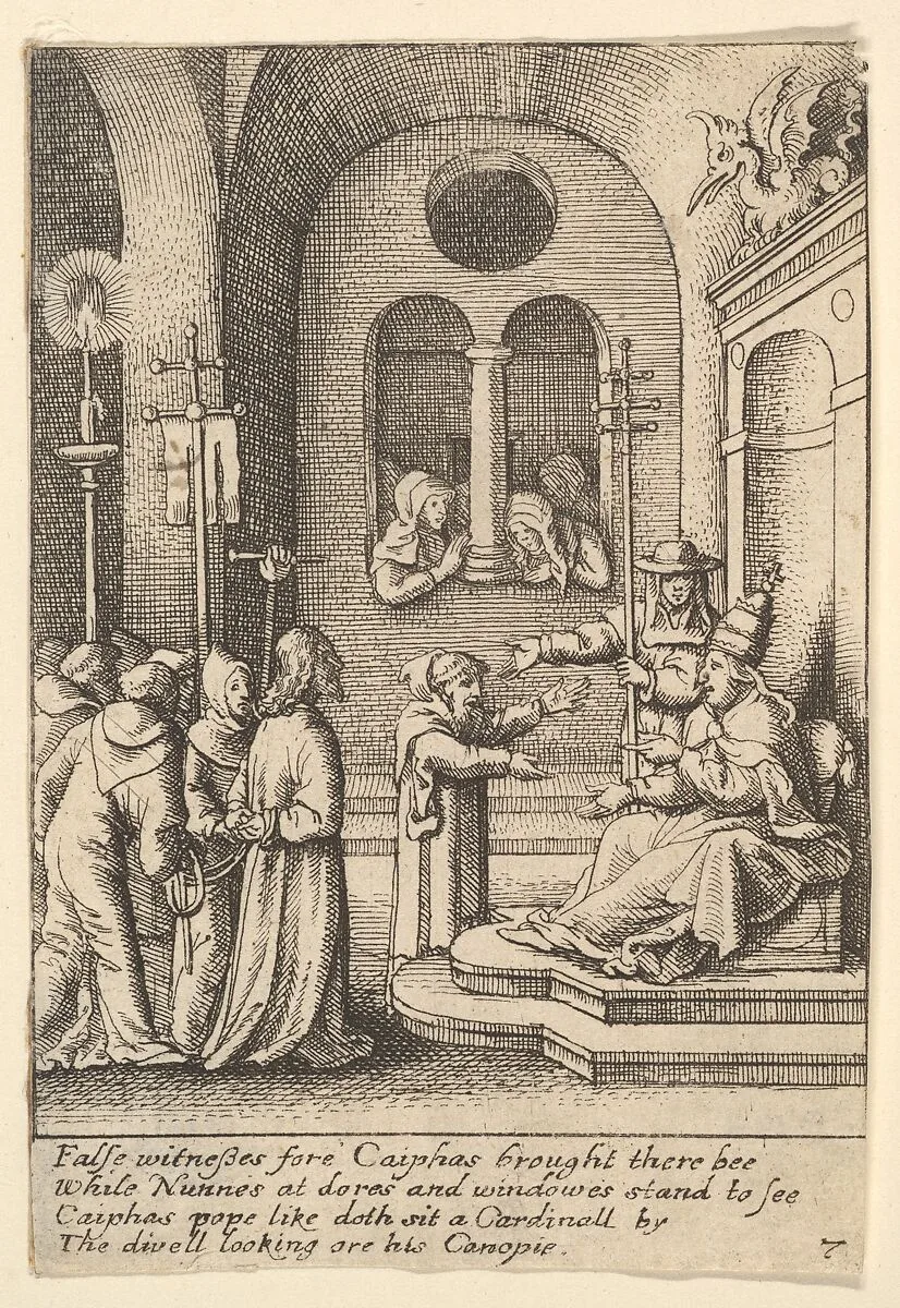 Jesus again before Caiaphas — Wenceslaus Hollar|Hans Holbein the Younger