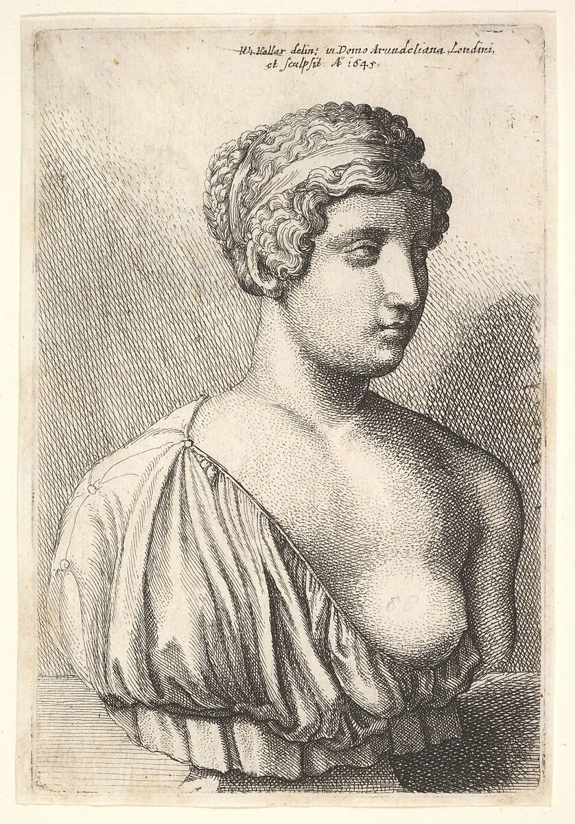 Antique bust of a woman — Wenceslaus Hollar