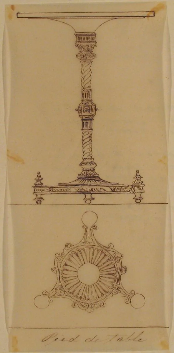 Designs for a Table and a Table Base — Anonymous, French, 19th century