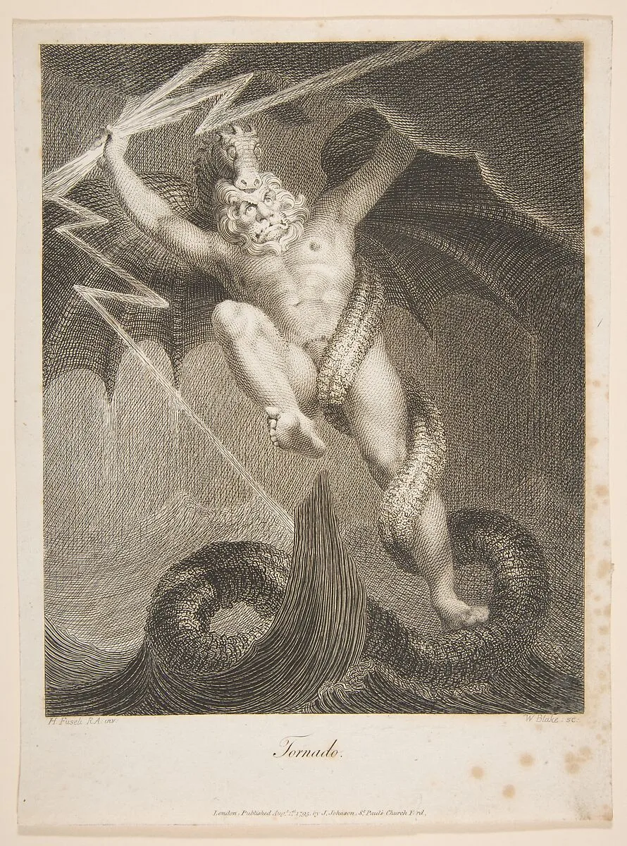 Tornado–Zeus Battling Typhon, from Erasmus Darwin's "The Botanic Garden" — William Blake|Henry Fuseli|John Johnson|Erasmus Darwin