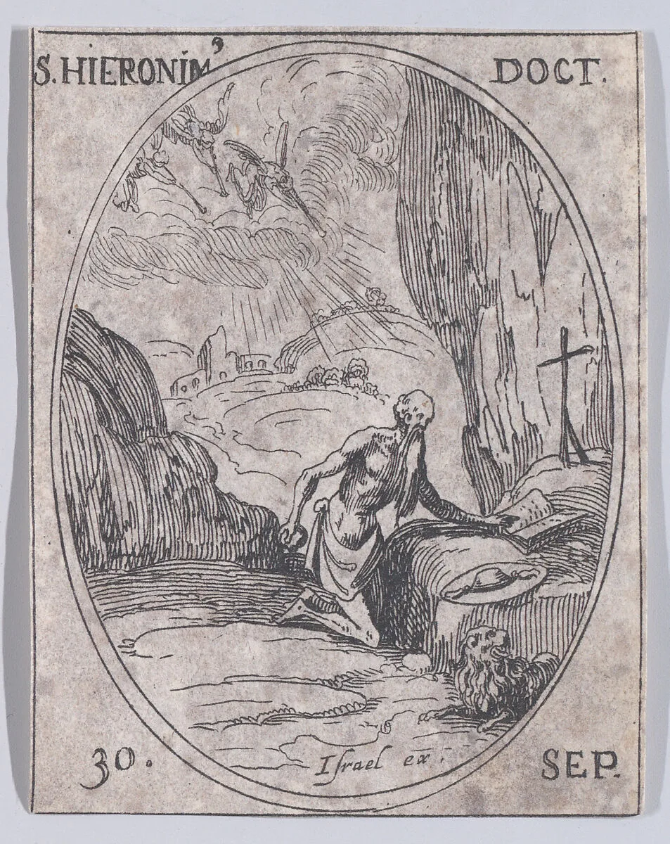S. Jérôme, docteur (St. Jerome, Doctor), September 30th, from "Les Images De Tous Les Saincts et Saintes de L'Année" (Images of All of the Saints and Religious Events of the Year) — Jacques Callot|Israël Henriet