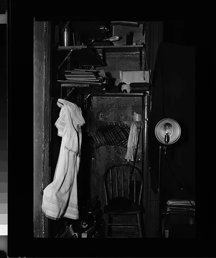 [Walker Evans's Darkroom at 92 Fifth Avenue with Chair, Telephone, and Lamp, New York City]
