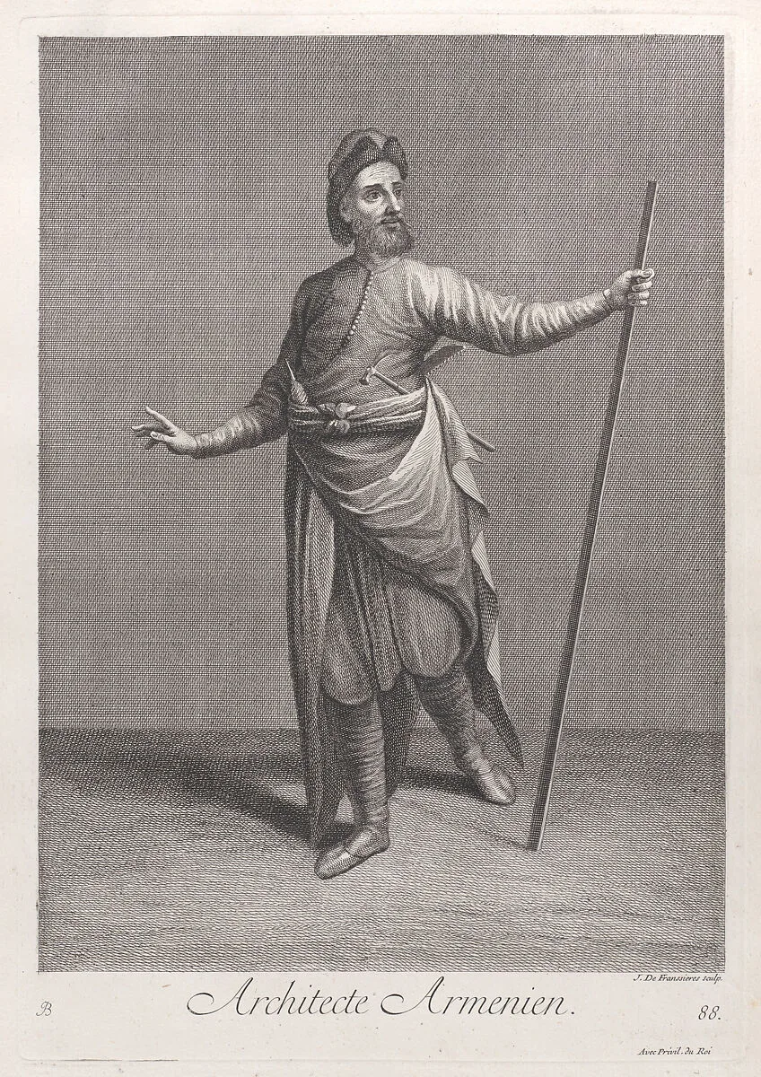 Architecte Armenien, plate 88 from "Recueil de cent estampes représentent differentes nations du Levant" — Jacques de Franssières|Jean Baptiste Vanmour|Jacques le Hay