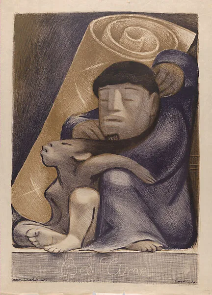 'Bed Time' a Mexican man combing a child's hair — Jean Charlot|Emilio Amero