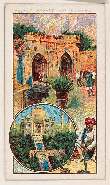 Delhi, The Cashmere Gate, The Taj Mahal, Snake Charmer, bakery card from the Around the World Series (D92), issued by White Star Bakery — White Star Bakery