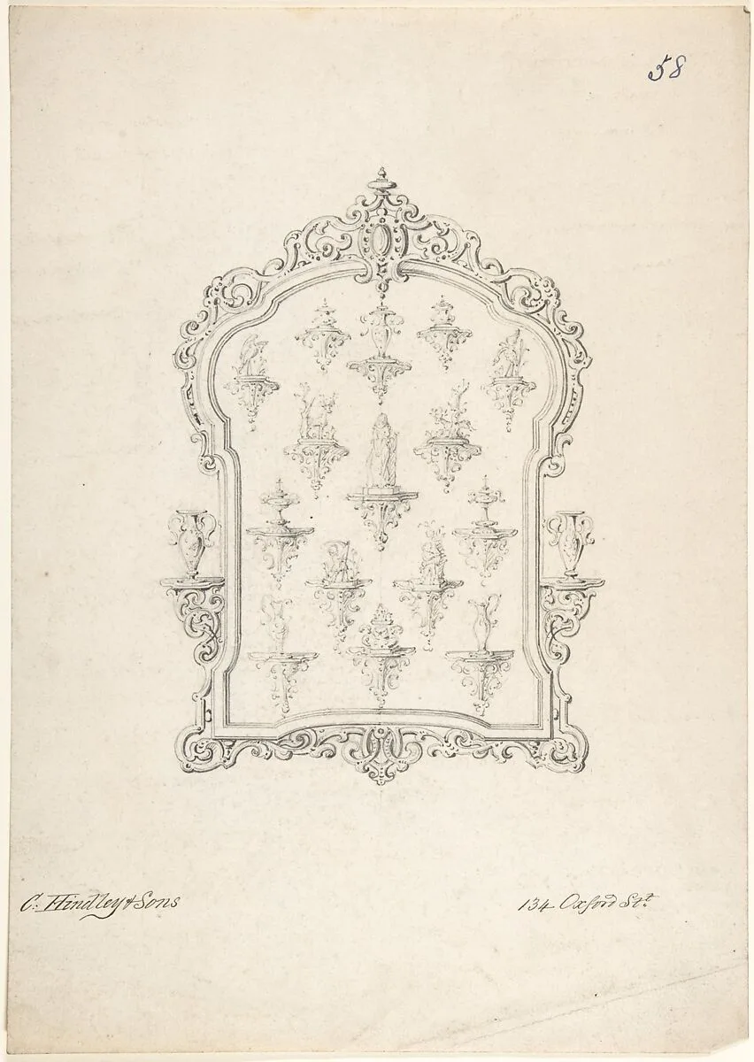 Design for a Frame and Sketches of Wall Displays — Charles Hindley and Sons