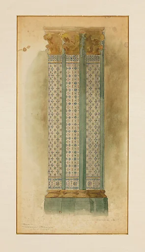 Design drawing of clustered columns in interior