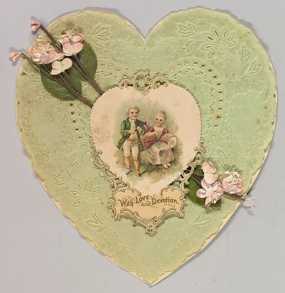 Heart-shaped valentines card — Anonymous, British or American, 19th century