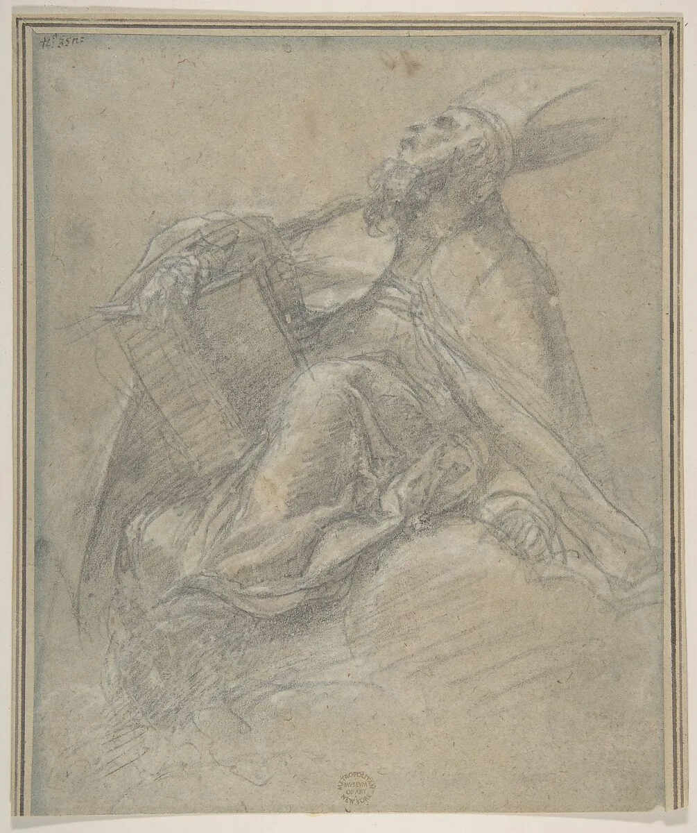 Seated Bishop Holding a Book — Jacopo Palma the Younger