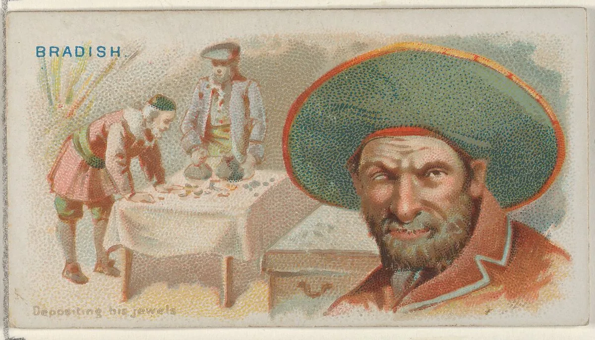 Joseph Bradish, Depositing His Jewels, from the Pirates of the Spanish Main series (N19) for Allen & Ginter Cigarettes — George S. Harris & Sons|Allen & Ginter