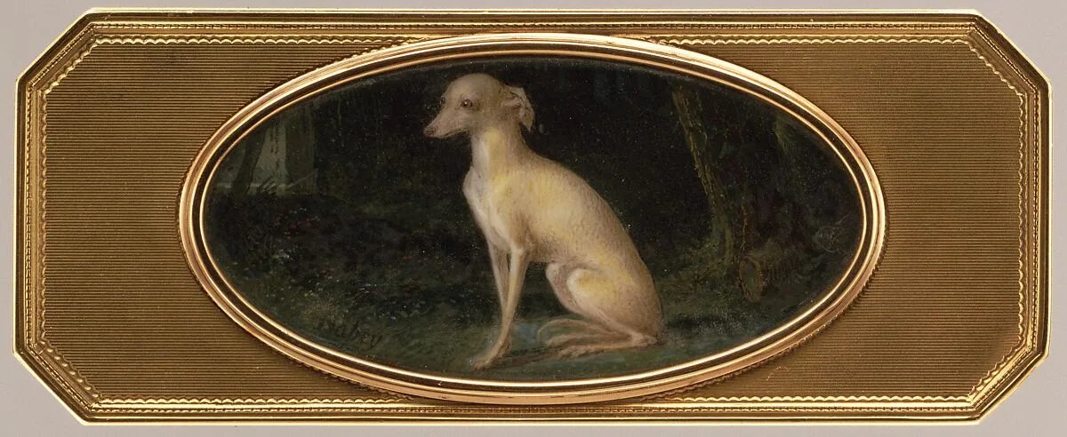 Box with portrait of a whippet — Joseph Etienne Blerzy|Jean-Baptiste Isabey